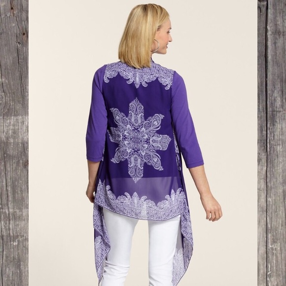 Chico’s Paisley Handkerchief Vest Purple - Picture 2 of 6